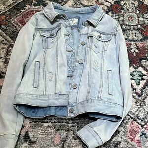 size medium, light blue jean jacket